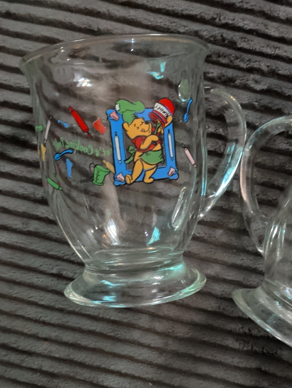 Vintage 90s Winnie the Pooh Clear Glass Mug set by Anchor Hocking